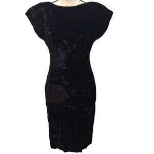 Vintage 90s Jennifer Moore Dress Crushed Velvet‎ Black 8 LBD Old Money Elegant